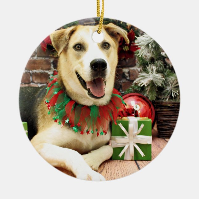 Weihnachten - sibirischer Husky X - Harley Keramik Ornament (Vorne)