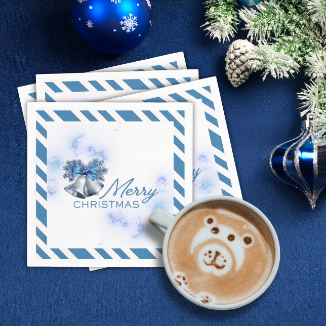Weihnachten Silberglocken Blau  Serviette (Von Creator hochgeladen)