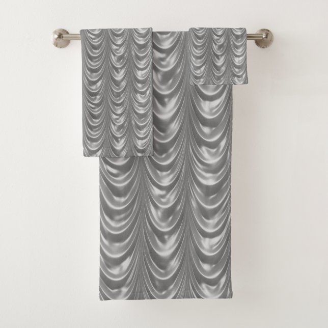 Weihnachten | Silve Ruched Satin Scallops Graphic Badhandtuch Set (Insitu)