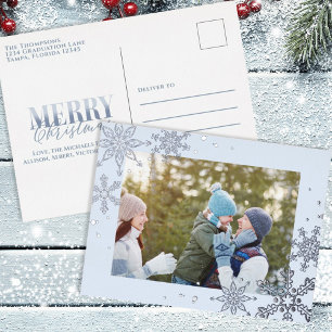 Weihnachten Silver Snowflakes Festive Einfaches El Folien Feiertagspostkarte