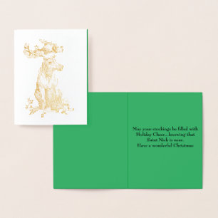 Weihnachten Sitzen Elch mit Geschenken Whimsical Folienkarte