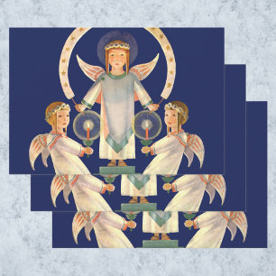 Weihnachten, Skandinavien Santa Lucia Engel Geschenkpapier Set