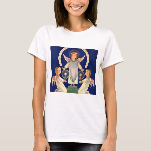 Weihnachten, Skandinavien Santa Lucia Engel T-Shirt (Vorderseite)