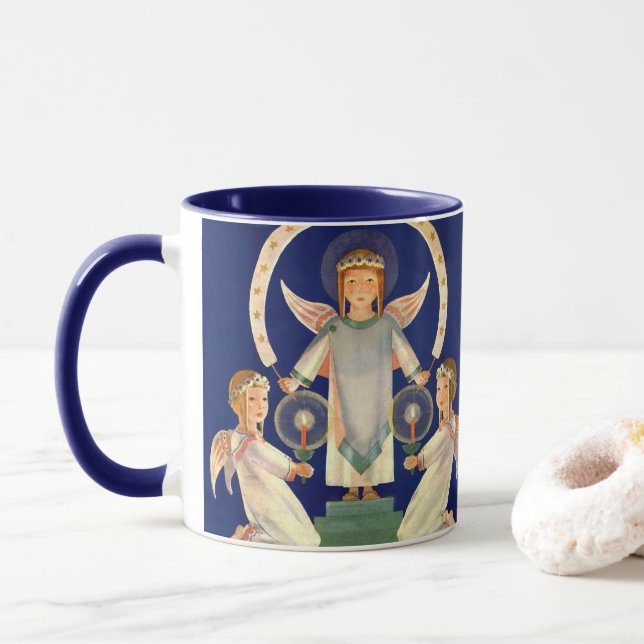 Weihnachten, Skandinavien Santa Lucia Engel Tasse (Mit Donut)