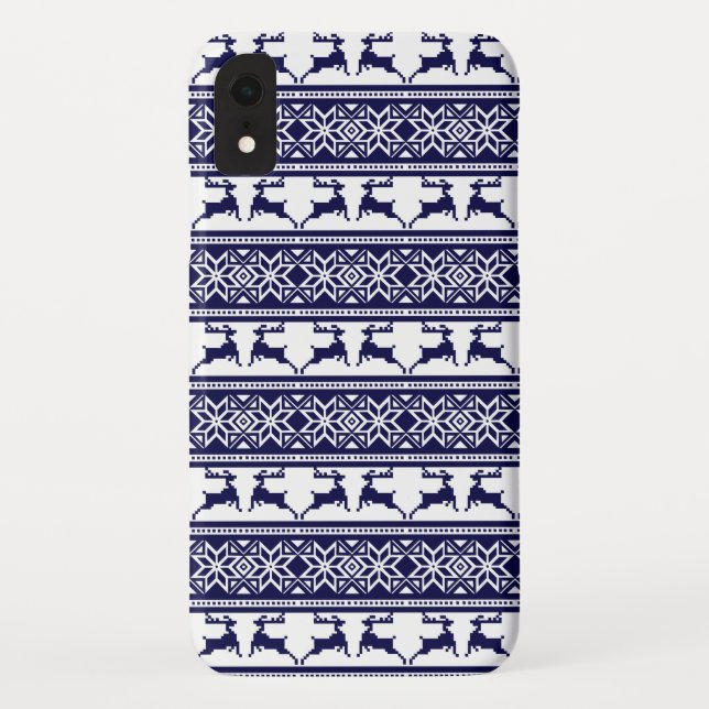 Weihnachten, skandinavisches Volk Blau und Weiß Case-Mate iPhone Hülle (Rückseite)