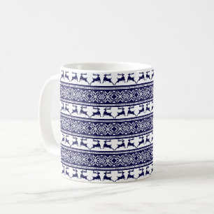 Weihnachten, skandinavisches Volk Blau und Weiß Kaffeetasse