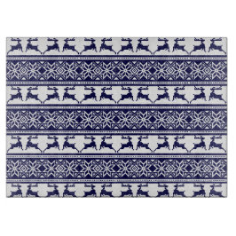 Weihnachten, skandinavisches Volk Blau und Weiß Schneidebrett