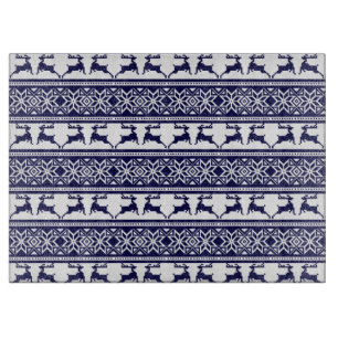 Weihnachten, skandinavisches Volk Blau und Weiß Schneidebrett