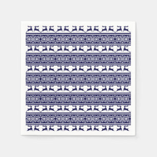 Weihnachten, skandinavisches Volk Blau und Weiß Serviette