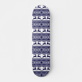 Weihnachten, skandinavisches Volk Blau und Weiß Skateboard