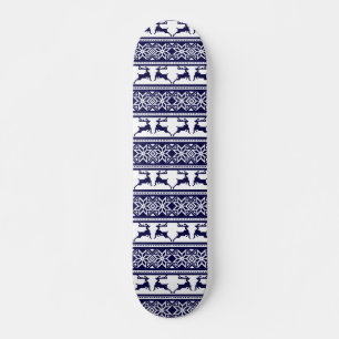 Weihnachten, skandinavisches Volk Blau und Weiß Skateboard