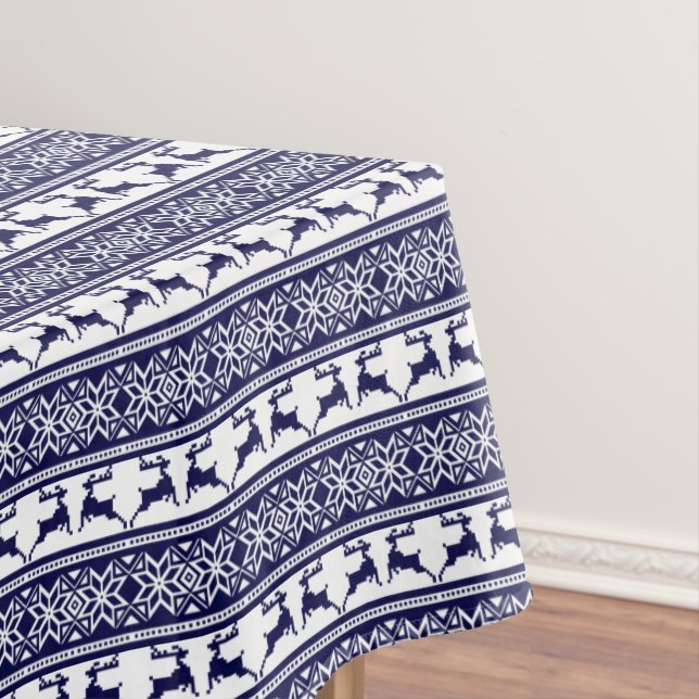 Weihnachten, skandinavisches Volk Blau und Weiß Tischdecke (Beispiel)