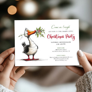 Weihnachten Skurril Gans Cartoon Lustig Party Einladung