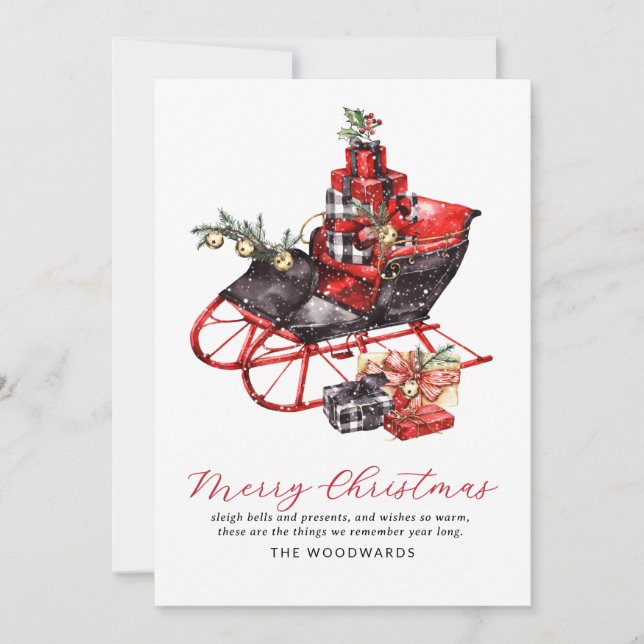 Weihnachten Sleigh Frohe Weihnachten (Vorderseite)