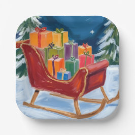 Weihnachten: Sleigh Frohe Weihnachten Pappteller
