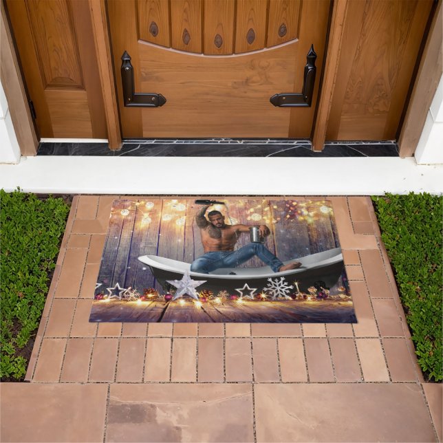 Weihnachten SlipperyJoe Silber goldene Sterne feuc Fußmatte (Außenbereich)