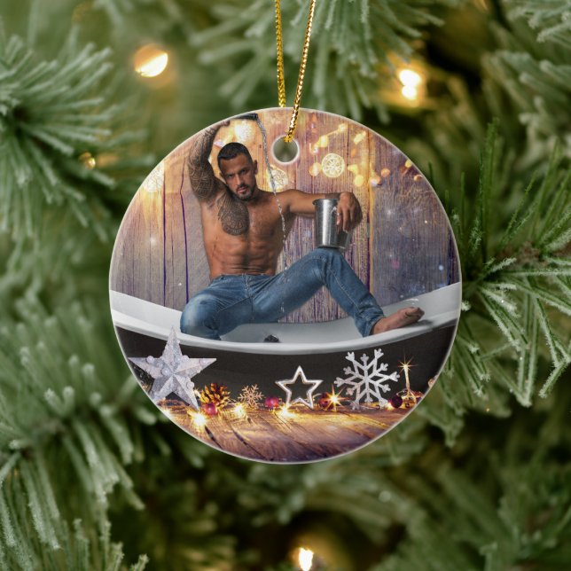 Weihnachten SlipperyJoe Silber goldene Sterne feuc Keramik Ornament (Baum)
