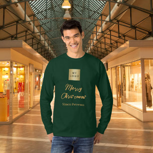 Weihnachten Smaragdgrün Gold Geschäftslogo Name T-Shirt