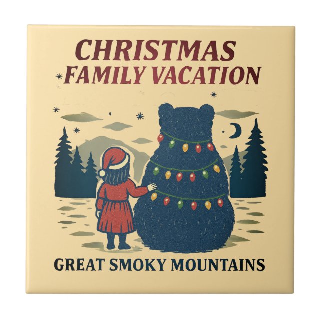 Weihnachten - Smoky Mountains Nationalpark Urlaub Fliese (Vorderseite)