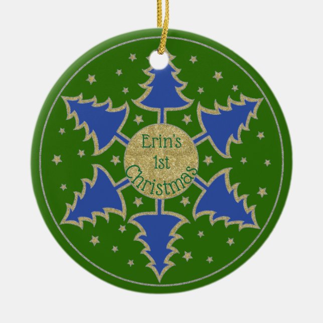Weihnachten "Snowflake Bl Tree" Ornament Persönlic (Vorne)