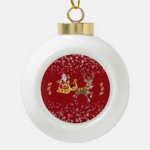 Weihnachten Snowflake Santa Ho Ho Rentier Sleigh Keramik Kugel-Ornament