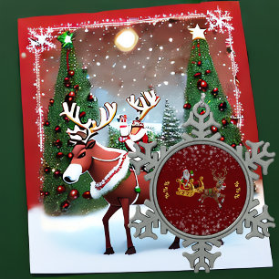 Weihnachten Snowflake Santa Ho Ho Rentier Sleigh Schneeflocken Zinn-Ornament