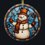 Weihnachten Snowman Buntglas-Stil Keramik Ornament<br><div class="desc">Vorstellung unseres Weihnachtsmusters! Dieses fröhliche Design verkörpert den Zauber der Urlaubssaison in einem skurrilen und zeitlosen Stil. Egal ob Sie Bekleidung,  Wohngestaltung oder Accessoires dekorieren,  dieses Muster ist die perfekte Ergänzung zu Ihrer Weihnachtskollektion.</div>