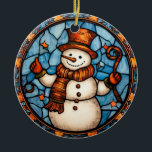 Weihnachten Snowman Buntglas-Stil Keramik Ornament<br><div class="desc">Vorstellung unseres Weihnachtsmusters! Dieses fröhliche Design verkörpert den Zauber der Urlaubssaison in einem skurrilen und zeitlosen Stil. Egal ob Sie Bekleidung,  Wohngestaltung oder Accessoires dekorieren,  dieses Muster ist die perfekte Ergänzung zu Ihrer Weihnachtskollektion.</div>