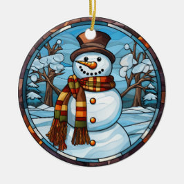 Weihnachten Snowman Buntglas-Stil Keramik Ornament