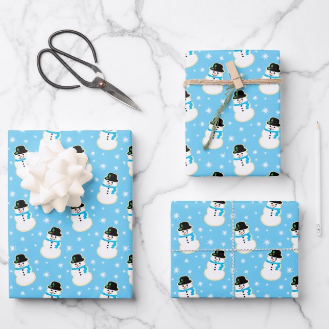 Weihnachten Snowman Cookie Pattern Geschenkpapier Set (Vorderseite)