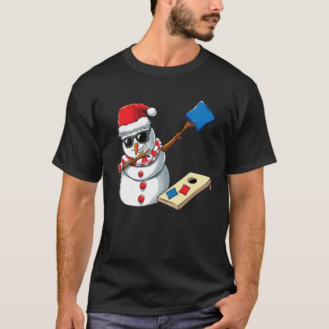 Weihnachten Snowman Dance Cornhole Xmas Cornhole T-Shirt (Vorderseite)