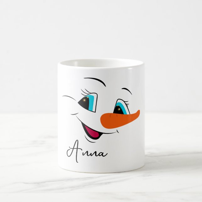 Weihnachten Snowman Face Personalisierter Name Fei Kaffeetasse (Mittel)