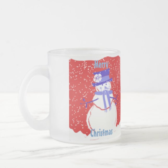 Weihnachten Snowman Mattiert Glass Tasse - Geschen (Links)