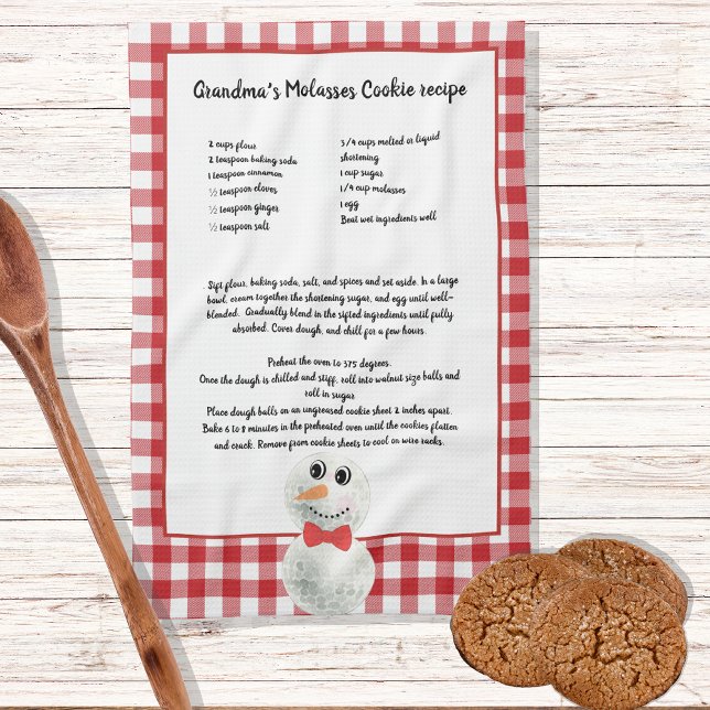 Weihnachten Snowman Rezept Keepake Rot Kariert Geschirrtuch (Von Creator hochgeladen)