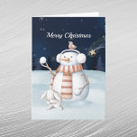 Weihnachten Snowman Snowballs Rabbit Night Sky<br><div class="desc">Ein Schneemann,  der Schneebälle und ein Kaninchen zum Enten hält.</div>