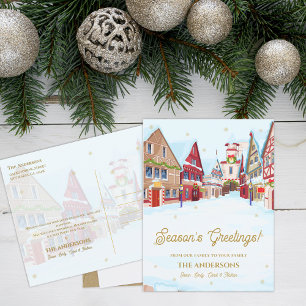 Weihnachten - Snowy Village Weihnachten Postkarte