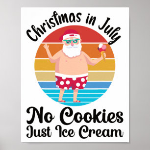 Weihnachten Sommerferien Strandparty Weihnachtsman Poster