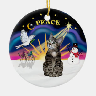 Weihnachten Sonnenaufgang - Brown Tabby Tiger Cat Keramikornament
