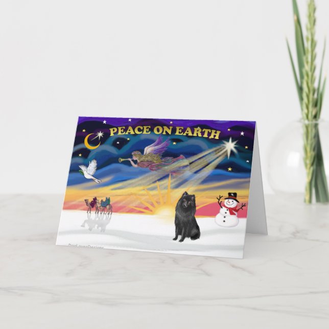 Weihnachten-Sonnenaufgang-Schipperke1 Feiertagskarte (Vorderseite)