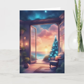 Weihnachten Sonnenuntergang am Meer Karte