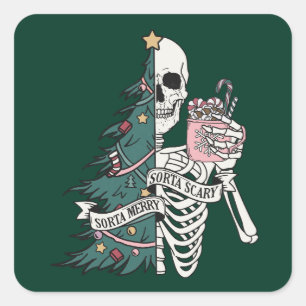 Weihnachten Sorta Beängstigend Sorta Merry Funny S Quadratischer Aufkleber