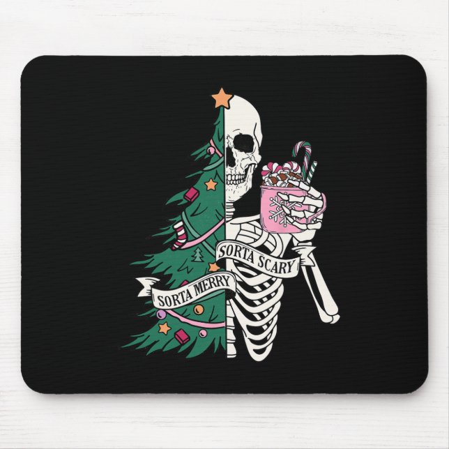 Weihnachten Sorta Merry Sorta Beängstigend Skeleto Mousepad (Vorne)