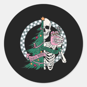 Weihnachten Sorta Merry Sorta Beängstigend Skeleto Runder Aufkleber