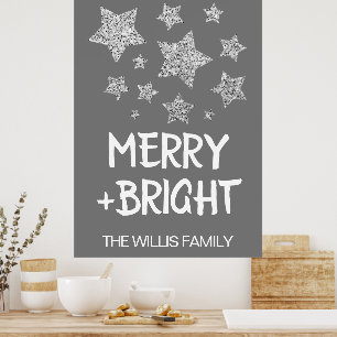 Weihnachten Sparkle Stars fröhlich heller Familien Poster