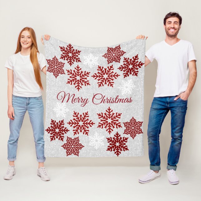 Weihnachten Sparkling Rote Schneeflocken Fleecedecke (Beispiel)