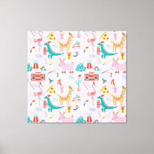 Weihnachten Spaß: Tiernahtloses Muster. Leinwanddruck