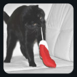 Weihnachten - Spielende Katze - Aufkleber<br><div class="desc">Aufkleber</div>