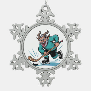 Weihnachten spielt Eishockey Gruseliges Weihnachte Schneeflocken Zinn-Ornament