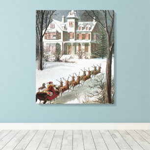 Weihnachten, St. Nikolaus mit Rentier Leinwanddruck