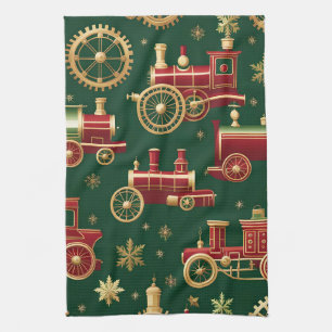 Weihnachten Steampunk-Lokomotive Küchenhandtuch Geschirrtuch